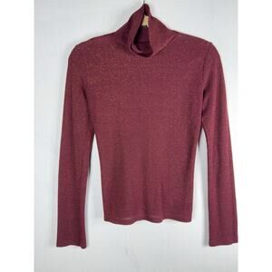 Express Wine Sparkle Turtleneck Metallic Holiday Party Top Size S